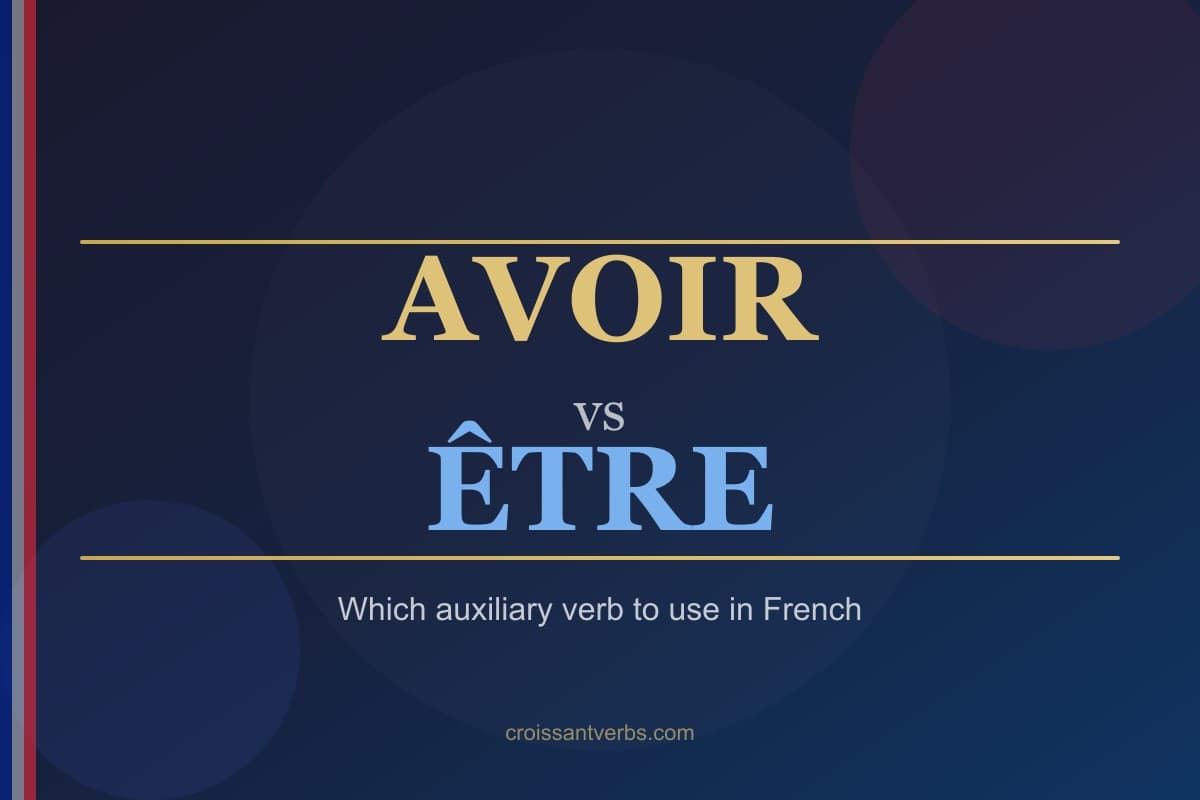 French chalkboard with avoir and être conjugation — learning auxiliary verbs